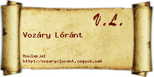 Vozáry Lóránt névjegykártya